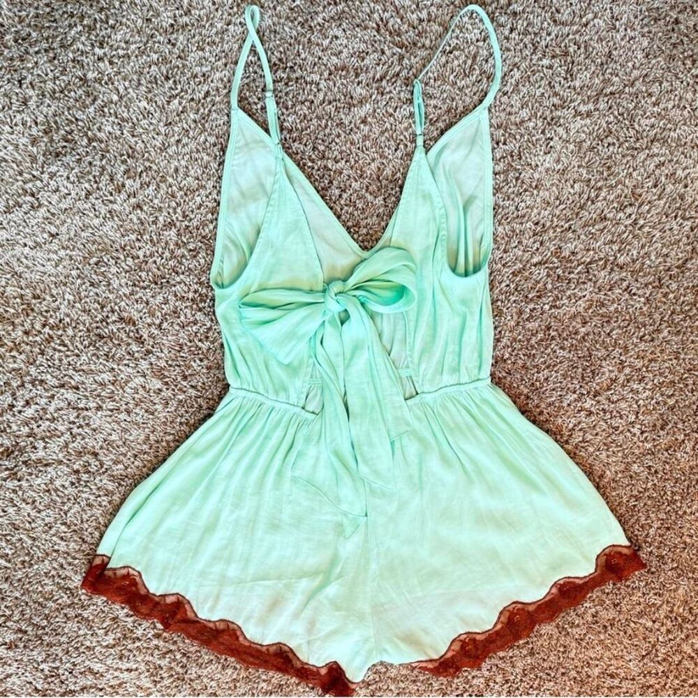 Out From Under Juliette Lace Mint Romper Camisole Shorts Sz Small NWT